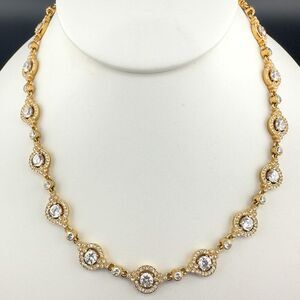 Nadri Pave Crystal Gold tone Statement Wedding Black Tie Necklace